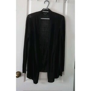 EILEEN FISHER Women's Linen Knit‎ Open Front Cardigan Long Sleeve Black Size S